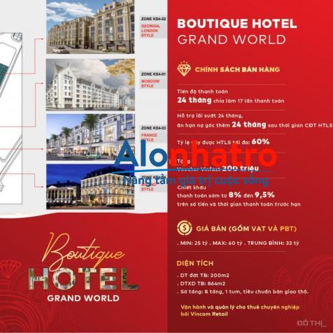Bán toà khách sạn boutique 3 sao ở trung tâm dự án Vinpearl Grand World Phú Quốc, 0901366888