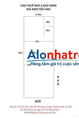 CHO THUÊ NHÀ 45M2 HAI NGỦ giá 4XXX tiểu học (vào ngay)