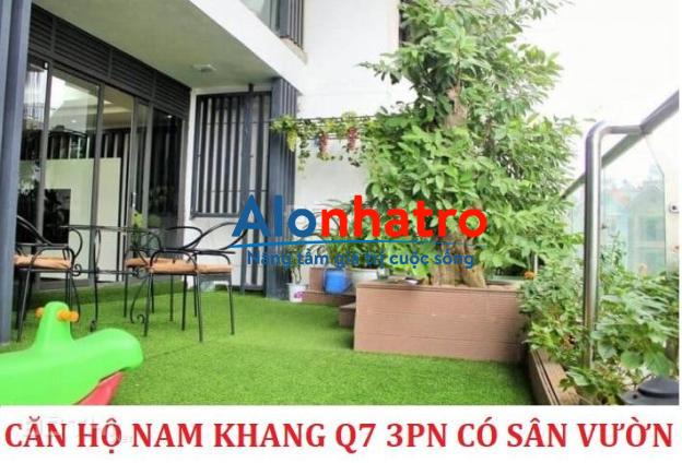 Cho thuê chung cư Nam Khang q7 3 phòng ngủ có sân vườn nội thất dính tường vào ở ngay